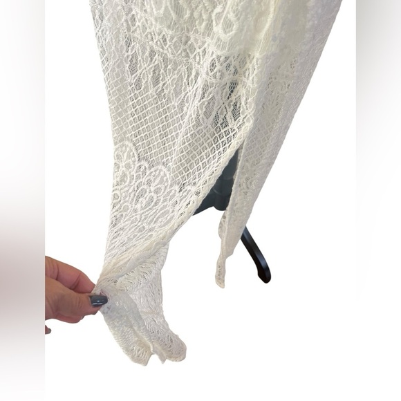 Hollister Ivory Crochet Lace Strappy Halter Maxi Dress Long Slit SZ XS - Picture 8 of 15